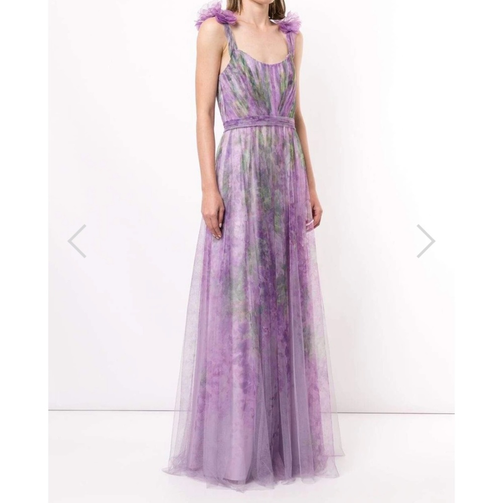 NWT Marchesa Notte Printed Tulle With Drape size 2